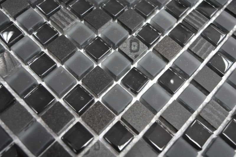 Échantillon manuel Carreau de mosaïque Translucide gris foncé noir Mosaïque de verre Crystal Pierre Relief gris foncé noir MOS83-HQ19_m