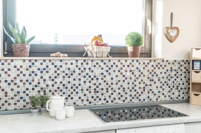 Échantillon manuel Carreau de mosaïque Translucide gris Mosaïque de verre Crystal Pierre Design Quartzite gris MOS83-CR37_m