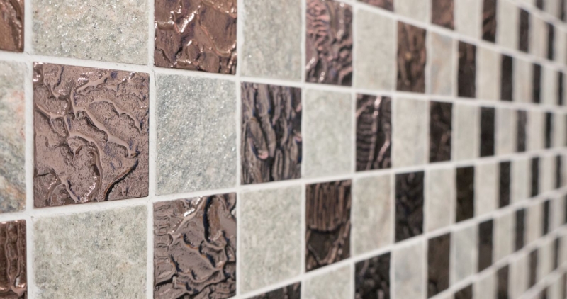 Échantillon manuel Carreau de mosaïque Translucide gris Mosaïque de verre Crystal Pierre Design Quartzite gris MOS88-CR73_m