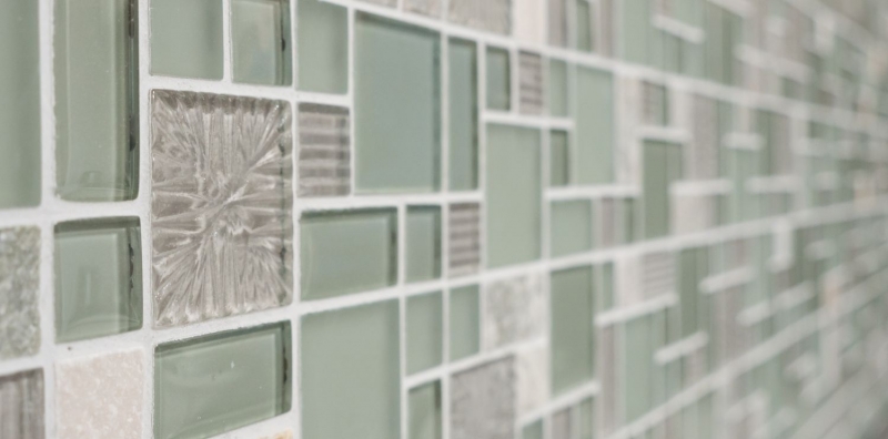 Échantillon manuel Carreau de mosaïque Translucide gris Combinaison de mosaïque de verre Crystal pierre claire grise mate MOS88-MC669_m