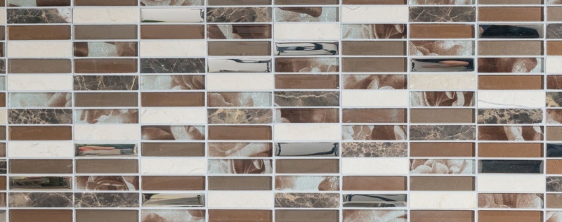 Motif manuel Carreau de mosaïque Translucide brun argenté Rectangle Mosaïque de verre Crystal Pierre brune MOS87-78X_m