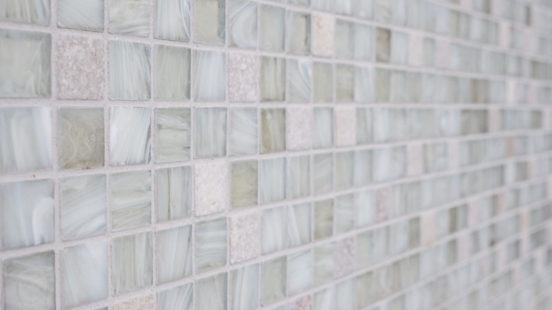 Échantillon manuel Carreau de mosaïque Translucide blanc Mosaïque de verre Crystal Pierre Cream blanc MOS94-2503_m