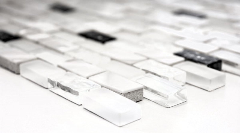 Motif manuel Carreau de mosaïque Translucide blanc Brick Mosaïque de verre Crystal Pierre coquillage blanc MOS87-B01S_m