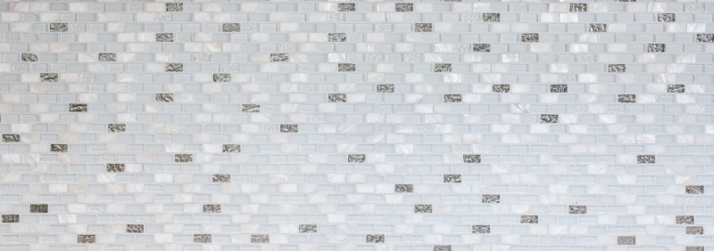 Motif manuel Carreau de mosaïque Translucide blanc Brick Mosaïque de verre Crystal Pierre coquillage blanc MOS87-B01S_m