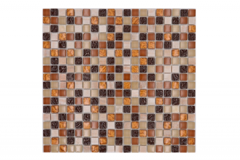 Échantillon manuel Carreau de mosaïque Translucide beige marron Mosaïque de verre Crystal Pierre beige marron MOS92-1206_m