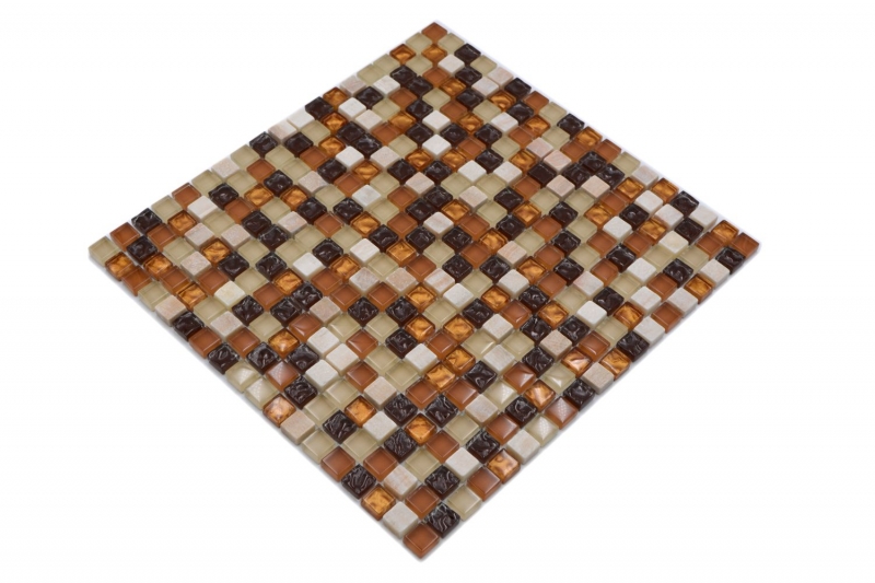 Échantillon manuel Carreau de mosaïque Translucide beige marron Mosaïque de verre Crystal Pierre beige marron MOS92-1206_m