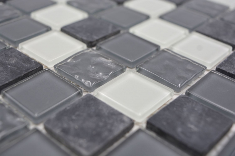 Motif à main Carreau de mosaïque Translucide gris Mosaïque de verre Crystal pierre grise MOS62-0207-GN_m