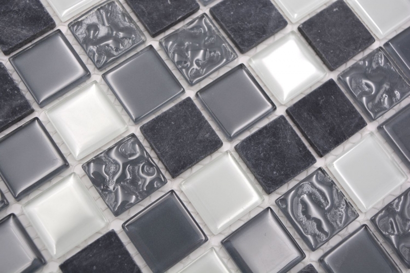 Motif à main Carreau de mosaïque Translucide gris Mosaïque de verre Crystal pierre grise MOS62-0207-GN_m