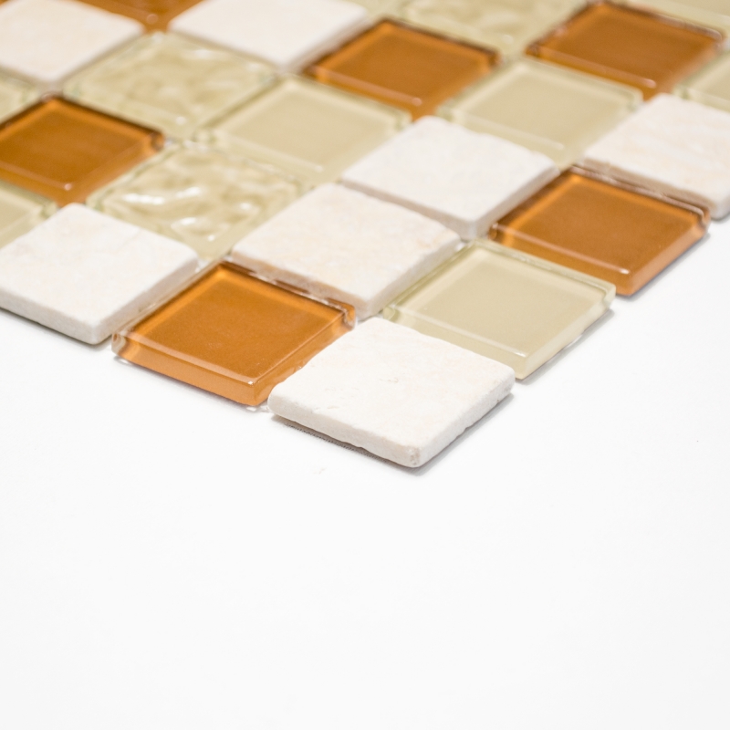 Échantillon manuel Carreau de mosaïque Translucide beige Mosaïque de verre Crystal Pierre beige MOS62-1204-GN_m