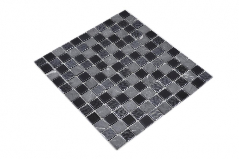 Échantillon manuel Carreau de mosaïque Translucide gris noir Mosaïque de verre Crystal Pierre grise noire MOS62-0302-GN_m