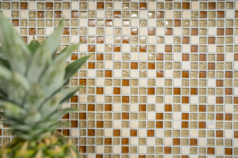 Échantillon manuel Carreau de mosaïque Translucide beige Mosaïque de verre Crystal Pierre beige MOS92-1204_m