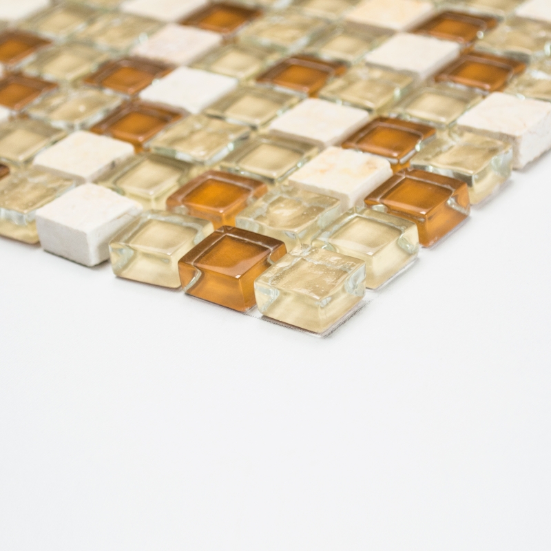 Échantillon manuel Carreau de mosaïque Translucide beige Mosaïque de verre Crystal Pierre beige MOS92-1204_m
