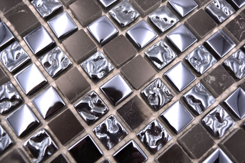 Échantillon manuel Carreau de mosaïque Translucide gris noir Mosaïque de verre Crystal pierre grise noire MOS92-0302_m