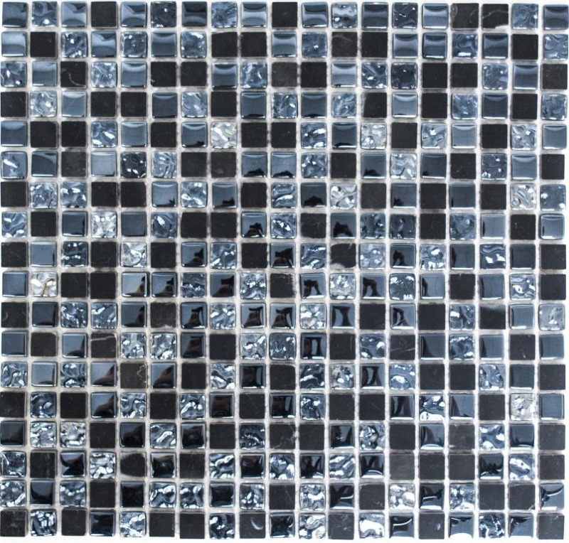 Échantillon manuel Carreau de mosaïque Translucide gris noir Mosaïque de verre Crystal pierre grise noire MOS92-0302_m
