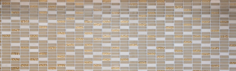 Échantillon manuel Carreau de mosaïque Translucide blanc or Bâtons Mosaïque de verre Crystal pierre blanc mat or MOS87-1202_m
