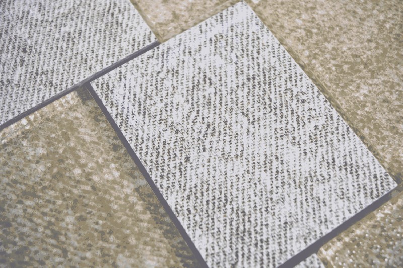 Échantillon manuel Carreau de mosaïque Translucide Céramique beige Rectangle Mosaïque de verre Crystal Céramique beige MOS88J-1202_m