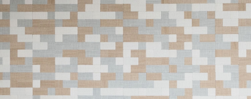 Motif manuel Carreau mosaïque autocollant aluminium crème beige gris combinaison métal aspect textile MOS200-2522_m