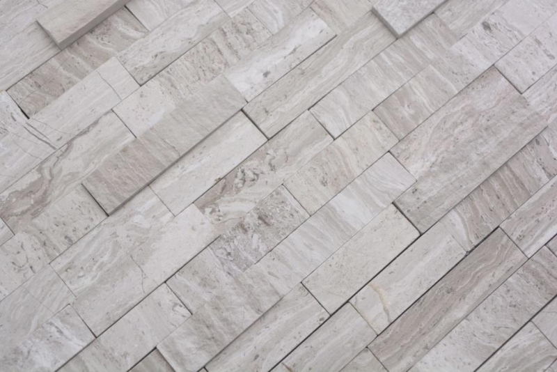 Échantillon manuel Carreau mosaïque autocollant Marbre pierre naturelle gris blanc cream pierre naturelle white wood MOS200-0120_m