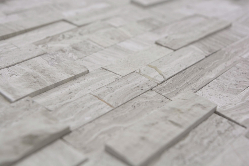 Échantillon manuel Carreau mosaïque autocollant Marbre pierre naturelle gris blanc cream pierre naturelle white wood MOS200-0120_m