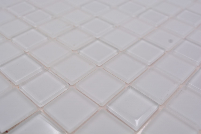 Échantillon manuel Carreau de mosaïque autocollant blanc translucide Mosaïque de verre Crystal blanc mat MOS200-4CM20_m