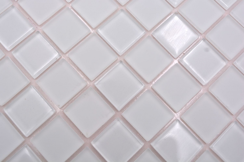 Échantillon manuel Carreau de mosaïque autocollant blanc translucide Mosaïque de verre Crystal blanc mat MOS200-4CM20_m