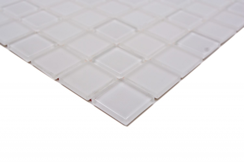 Échantillon manuel Carreau de mosaïque autocollant blanc translucide Mosaïque de verre Crystal blanc mat MOS200-4CM20_m
