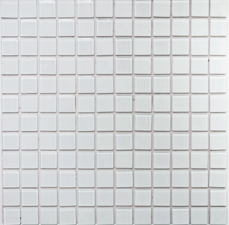 Échantillon manuel Carreau de mosaïque autocollant blanc translucide Mosaïque de verre Crystal blanc mat MOS200-4CM20_m