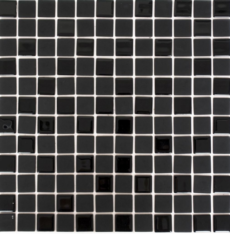 Échantillon manuel Carreau de mosaïque autocollant Translucide noir Mosaïque de verre Crystal noir mat MOS200-4CM22_m