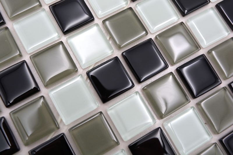 échantillon manuel carreau de mosaïque autocollant translucide brun noir blanc mosaïque de verre Crystal brun noir blanc MOS200-4CM30_m
