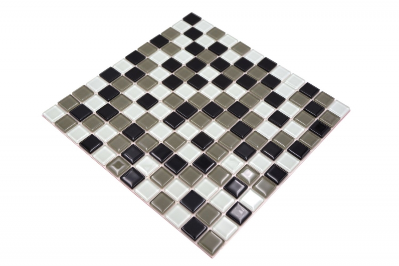 échantillon manuel carreau de mosaïque autocollant translucide brun noir blanc mosaïque de verre Crystal brun noir blanc MOS200-4CM30_m