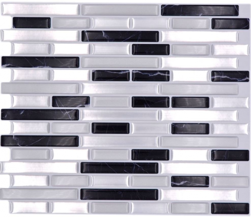 Échantillon manuel de carreaux de mosaïque autocollant film vinyle argenté noir vinyle Midnight Marble Dream 4er Pack MOSVinyl-24050_m