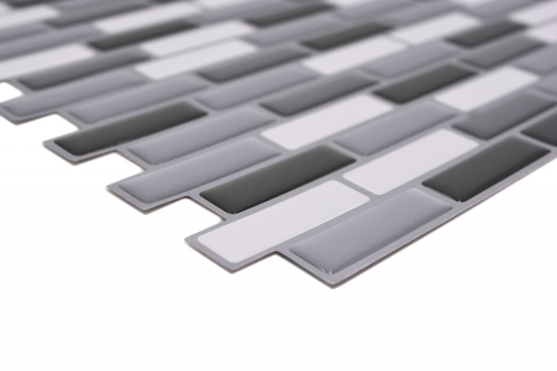 Échantillon manuel de carreaux de mosaïque autocollant vinyle film vinyle argenté blanc vinyle gris argenté oblong pack de 4 MOSVinyl-24086_m