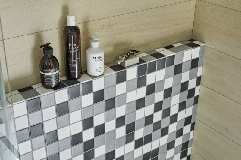 Échantillon manuel de mosaïque céramique vieux blanc gris anthracite Carreau mural cuisine Carreau de salle de bain MOS14-0123_m