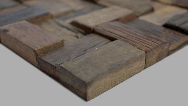 Échantillon manuel mosaïque bois parquet boot OLD Wood bois FSC carreau mosaïque mur carrelage cuisine salle de bain MOS160-25_m