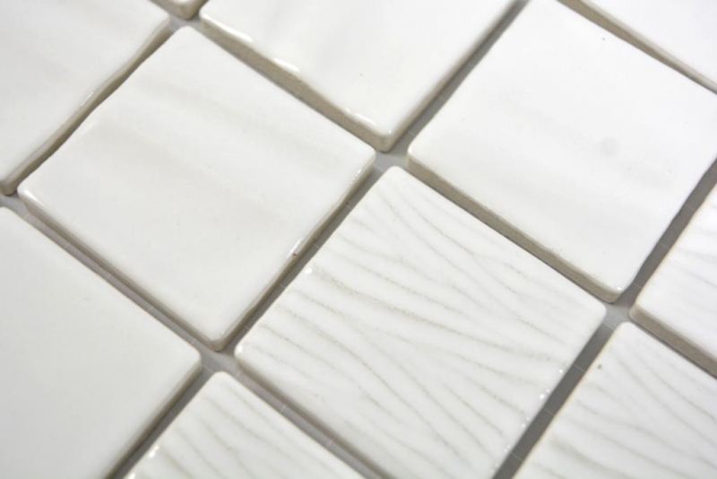 Motif manuel Mosaïque céramique Kanaan blanc plain Carreau de mosaïque murale Miroir de carrelage cuisine salle de bain MOS14-0101_m