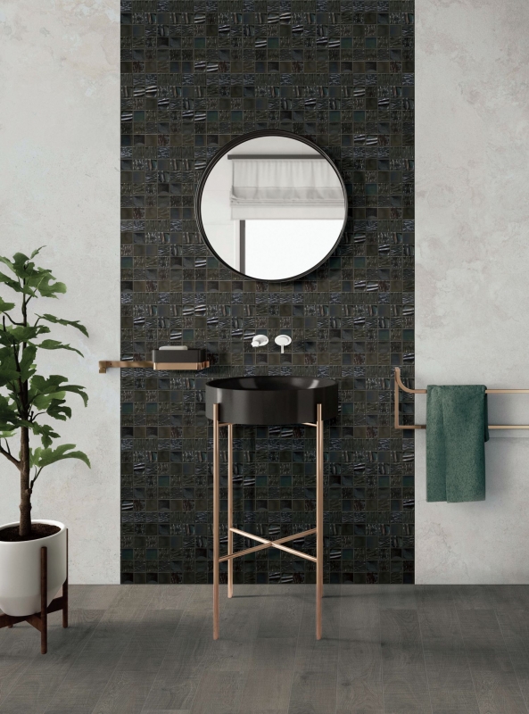 Motif manuel Mosaïque céramique Kanaan noir Carreau de mosaïque murale Miroir de carrelage cuisine salle de bain MOS14-0003_m