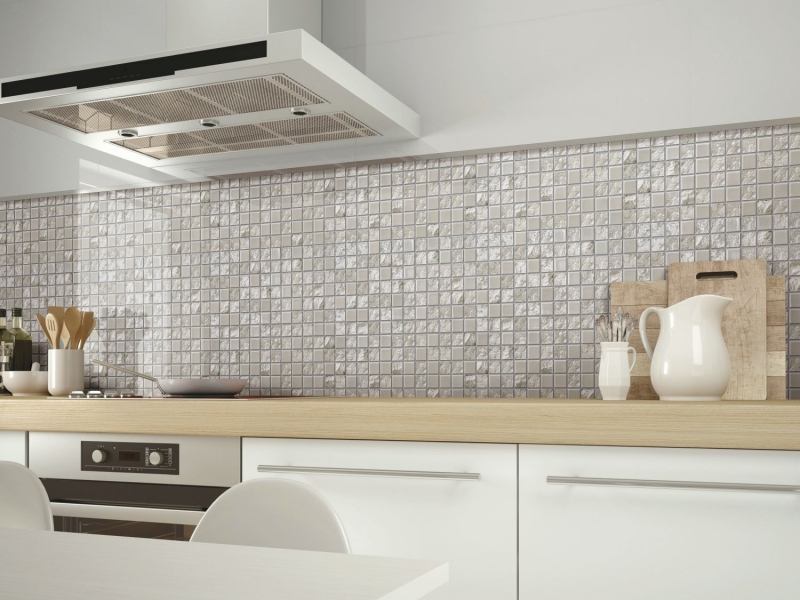 Échantillon manuel Mosaïque céramique Baku blanc Carreau de mosaïque murale Miroir de carrelage cuisine salle de bain MOS14-0001_m