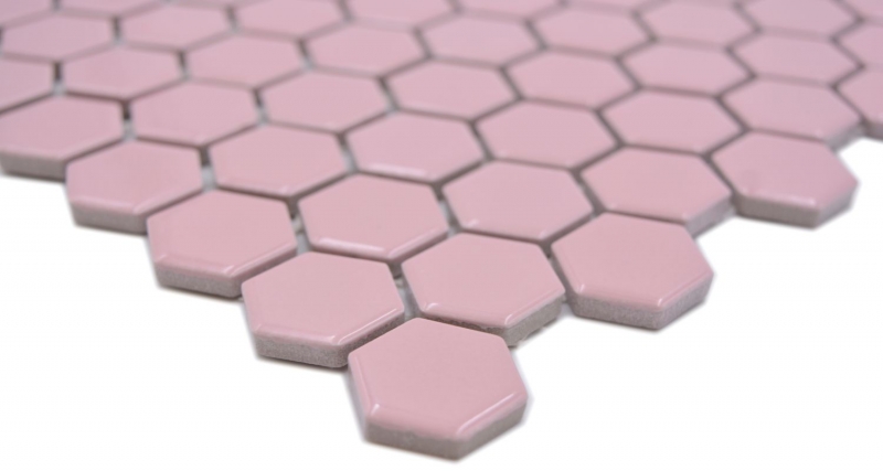 Motif manuel Mosaïque céramique Hexagone vieux rose brillant Carreau de mosaïque murale Miroir de carrelage cuisine salle de bain MOS11H-1111_m