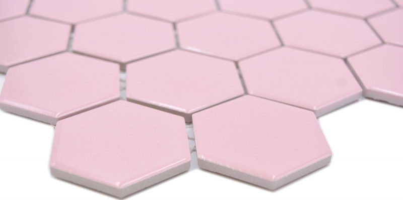 Motif manuel Mosaïque céramique Hexagone vieux rose brillant Carreau de mosaïque murale Miroir de carrelage cuisine salle de bain MOS11H-1112_m