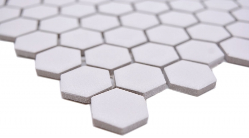 Échantillon manuel Mosaïque céramique Hexagone blanc R10B receveur de douche Carreau de sol Mosaïque cuisine salle de bain sol MOS11H-0101-R10_m