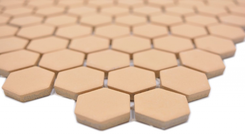 Motif main Mosaïque céramique Hexagone ocre orange R10B receveur de douche Carreau de sol Mosaïque cuisine salle de bain sol MOS11H-1208-R10_m