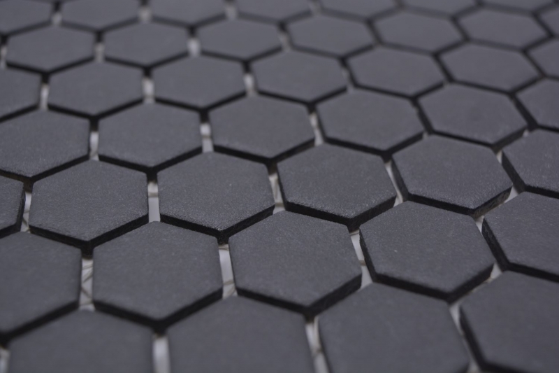 Échantillon manuel Mosaïque céramique Hexagone noir R10B receveur de douche Carreau de sol Mosaïque cuisine salle de bain sol MOS11H-0003-R10_m