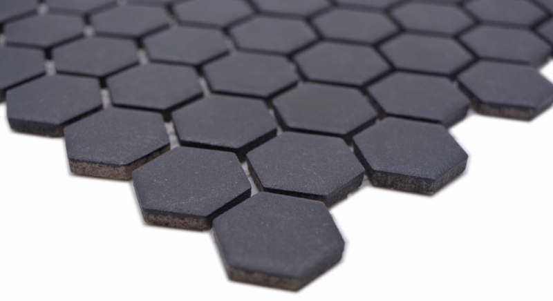 Échantillon manuel Mosaïque céramique Hexagone noir R10B receveur de douche Carreau de sol Mosaïque cuisine salle de bain sol MOS11H-0003-R10_m