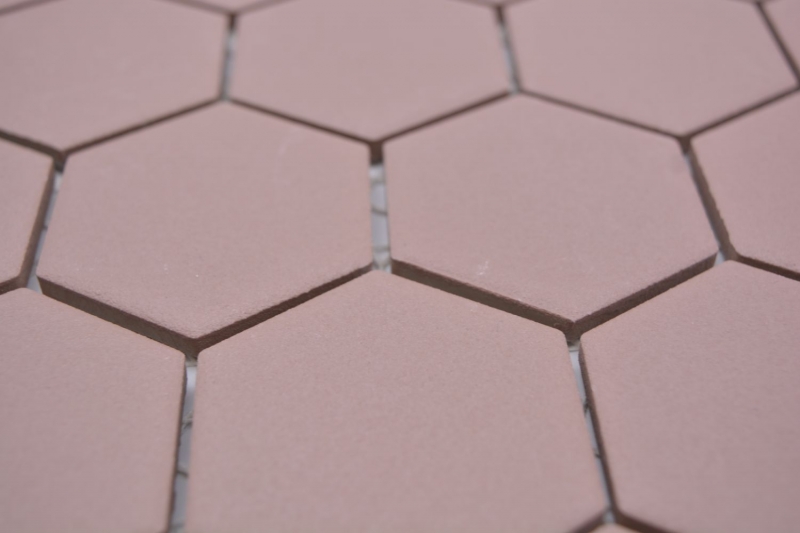 Échantillon manuel Mosaïque céramique Hexagone rouge clinker R10B receveur de douche Carreau de sol Mosaïque cuisine salle de bain sol MOS11H-0099-R10_m