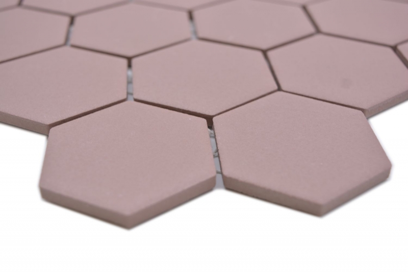 Échantillon manuel Mosaïque céramique Hexagone rouge clinker R10B receveur de douche Carreau de sol Mosaïque cuisine salle de bain sol MOS11H-0099-R10_m