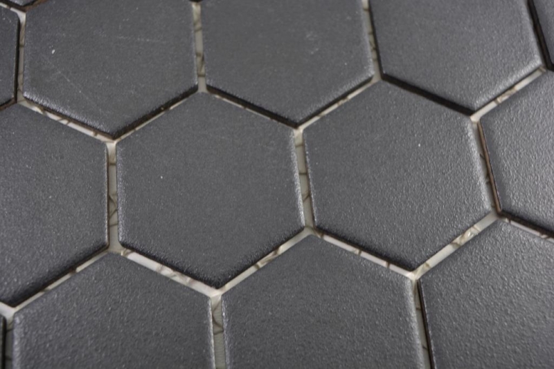 Échantillon manuel Mosaïque céramique Hexagone noir R10B receveur de douche Carreau de sol Mosaïque cuisine salle de bain sol MOS11H-0303-R10_m