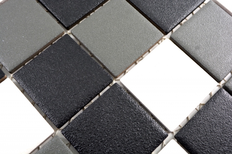 Échantillon manuel Carreau de mosaïque RUTSCHEMEND RUTSCHICHER noir blanc gris métal MOS14-2213-R10_m