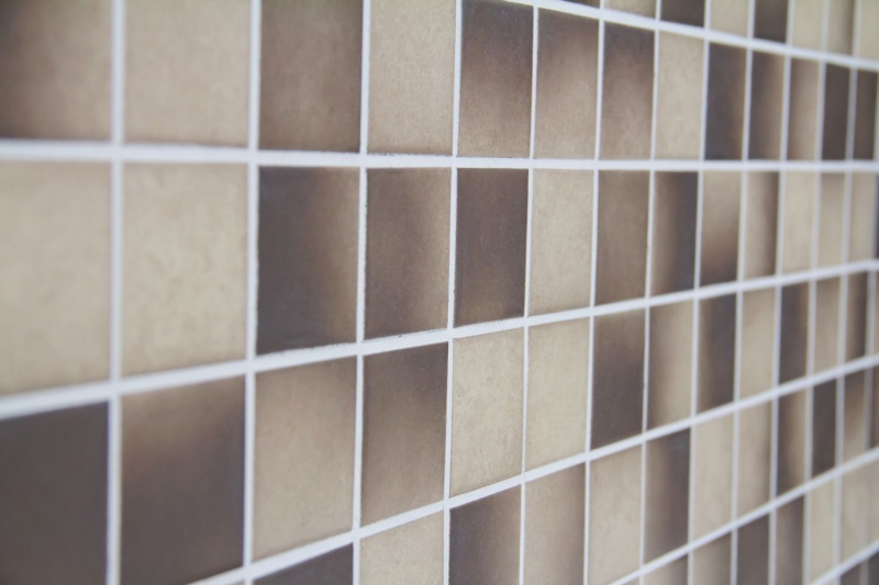 Échantillon manuel de carreaux de mosaïque CÉRAMIQUE BRUNE BEIGE MIX AUTOMATIQUE MOS16-1211-R10_m