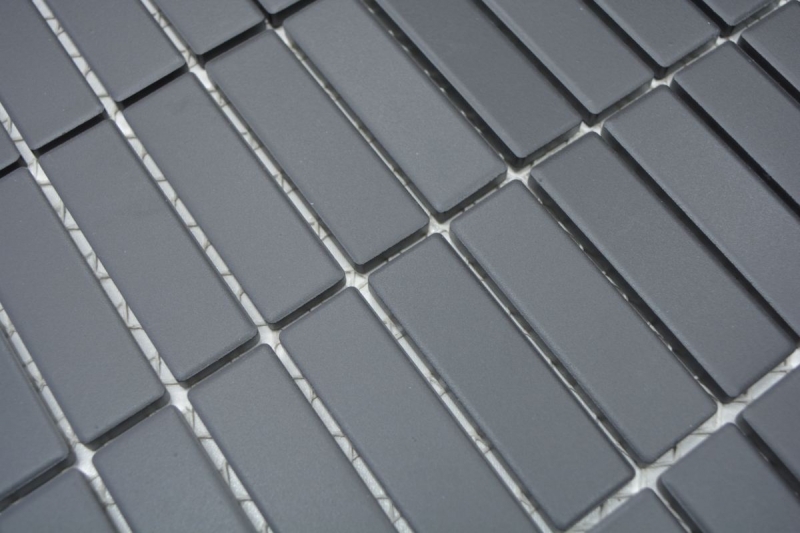 Motif manuel Carreau de mosaïque Céramique baguettes noires non émaillées Carreau de sol pour receveur de douche MOS24B-0310-R10_m