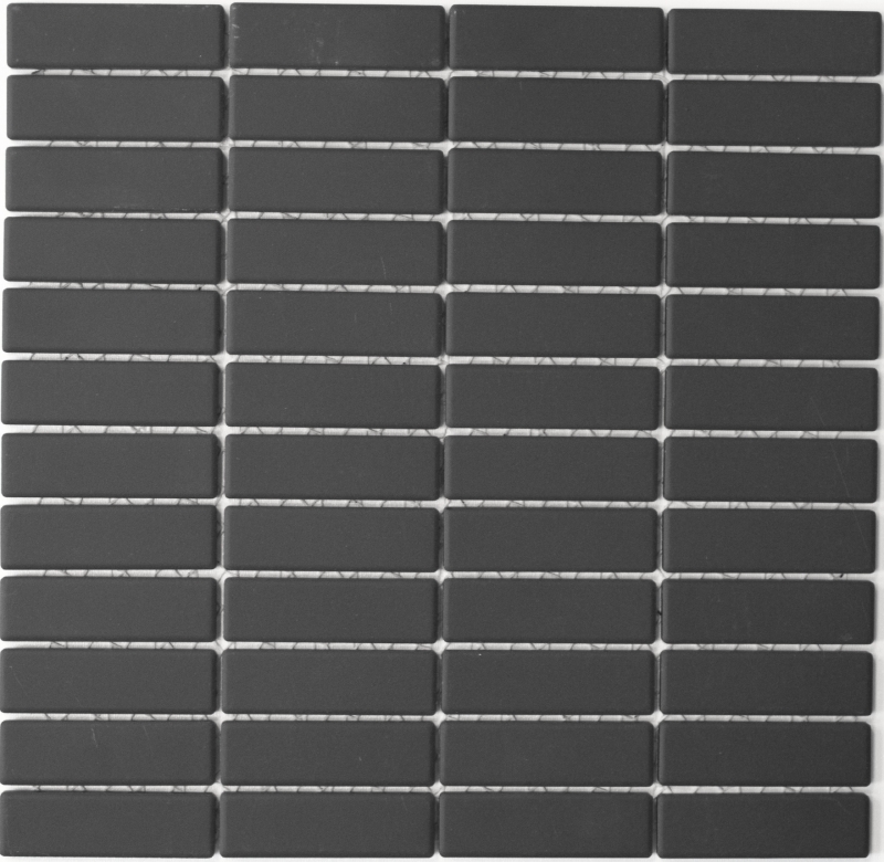 Motif manuel Carreau de mosaïque Céramique baguettes noires non émaillées Carreau de sol pour receveur de douche MOS24B-0310-R10_m